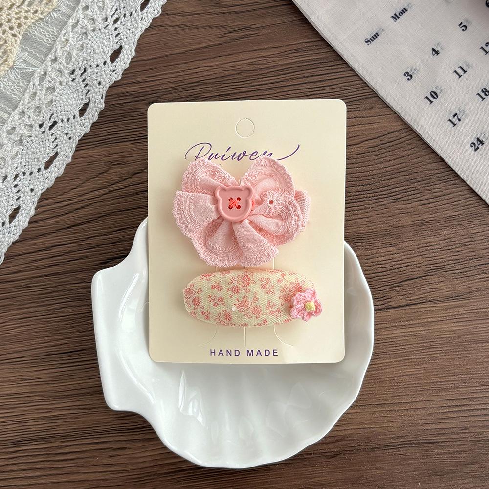 Pink Floral Hair Clip for Little Girls - Cute Bow for Children's Side Bangs and Baby Hair