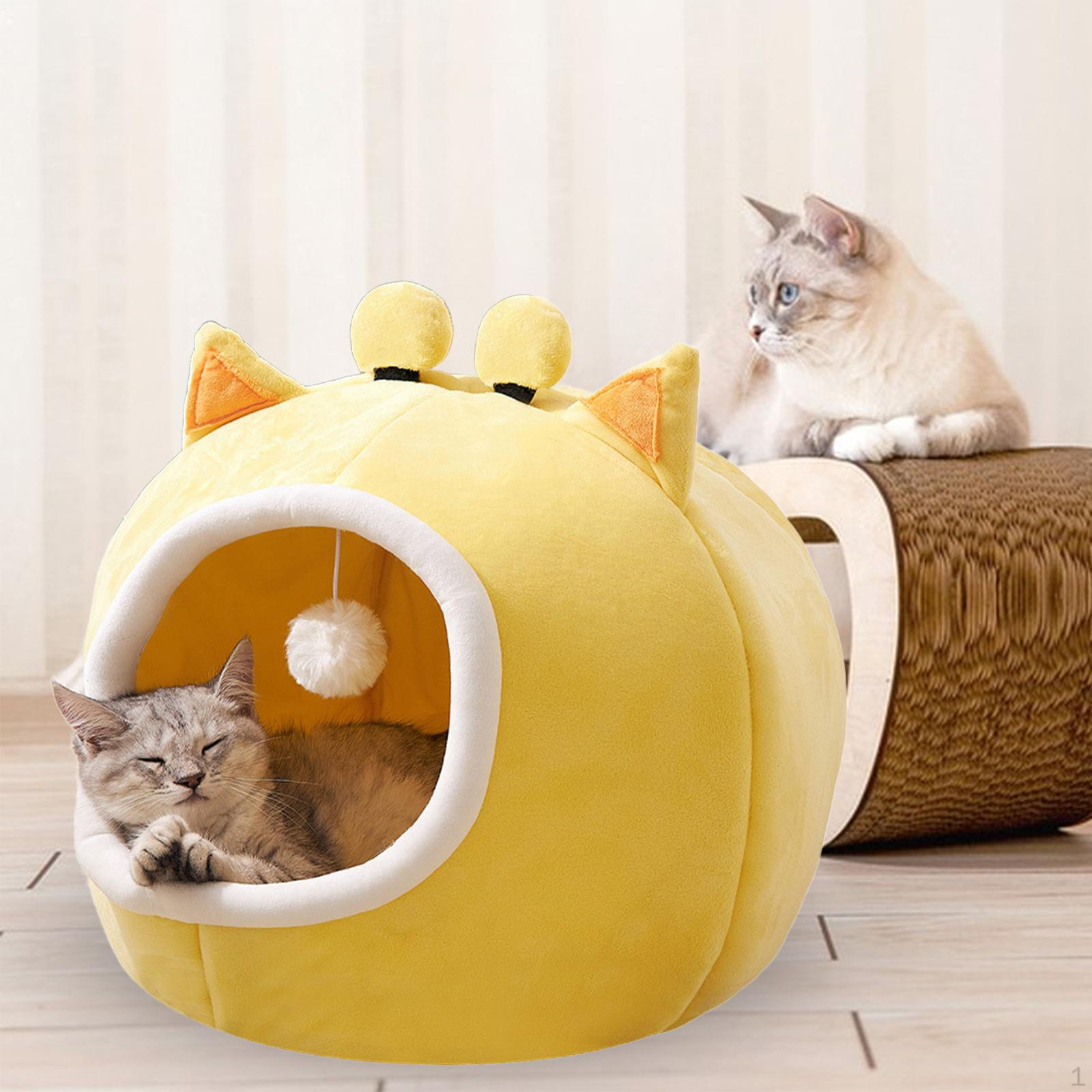 

Кровать для кошек для домашних кошек, пещера, противоскользящее дно, удобная полузакрытая кровать для домашних животных