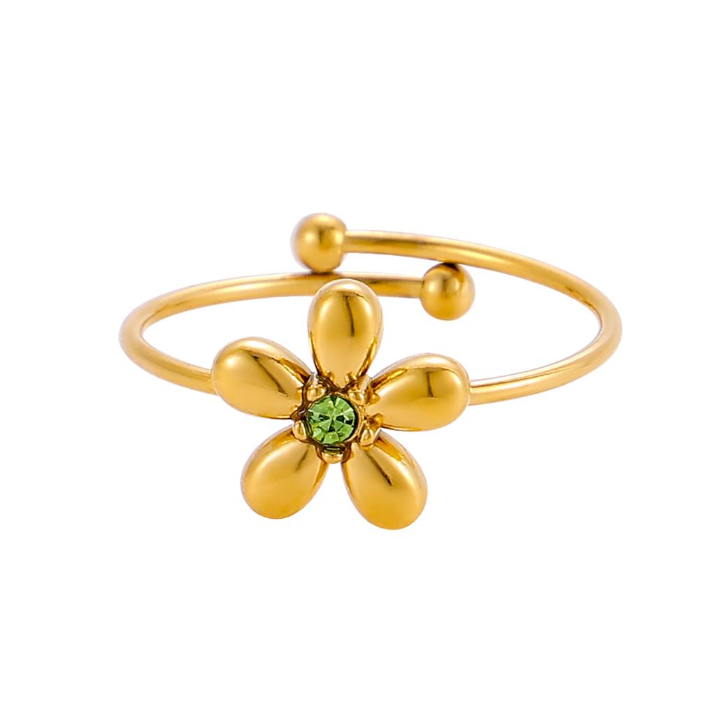 CARLIDANA New Fashionable Stainless Steel Ring High-End Daisy Colorful Zircon Flower Opening Adjustable Ring for Women Jewelry