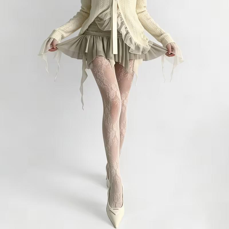A Pair of Autumn Lace Tights, Fishnet Stockings, and Women's Leggings, Suitable for Parties and Date Scenes