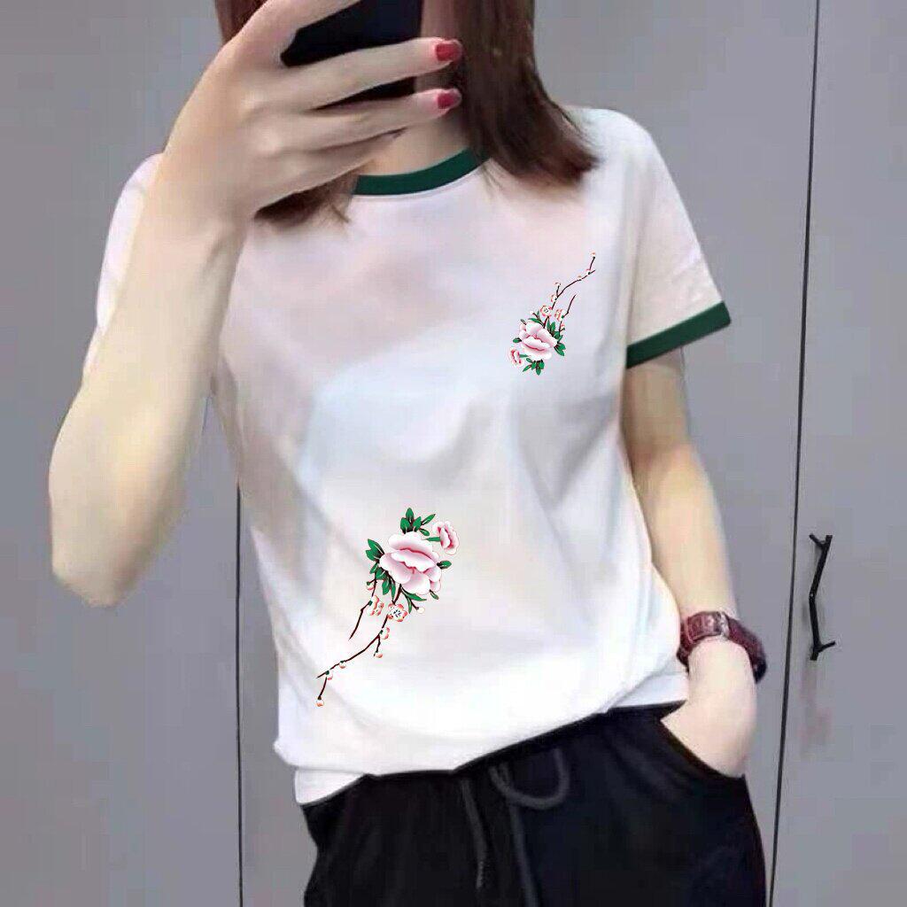 Popular Women's Color-Block Letter Print Short-Sleeve T-Shirt for Middle-Aged and Elderly Mothers - Slimming and Versatile.