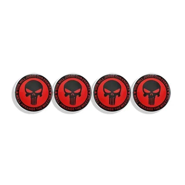 Car Decor 4pcs 56mm Skull Logo Car Wheel Center Hub Cap Aluminium Sticker For Universal Cars Styling Accessories