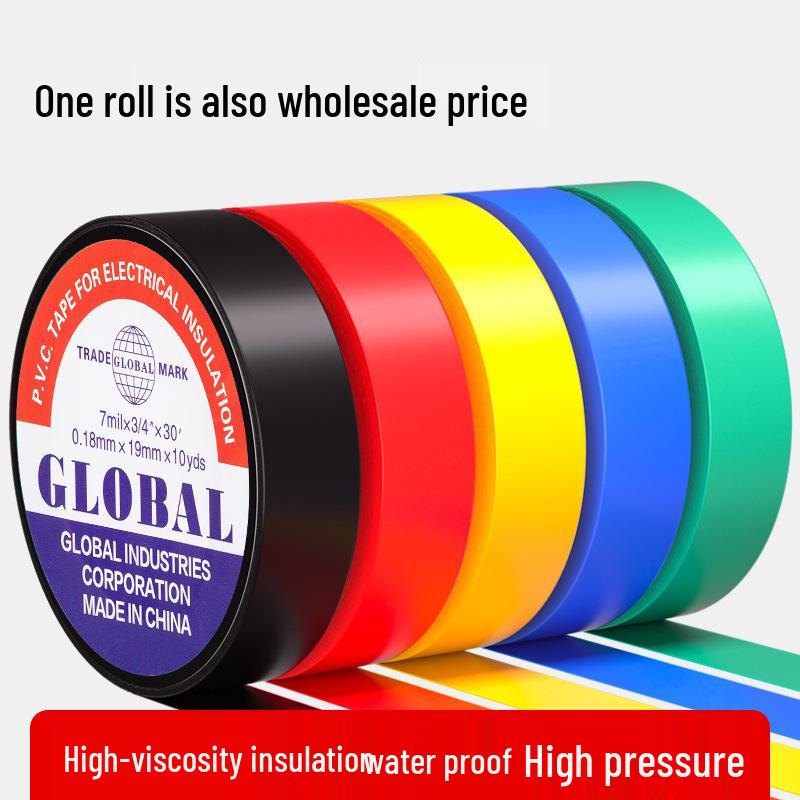 Black PVC Electrical Insulating Tape: High-Temperature Resistant & Waterproof, Large Roll