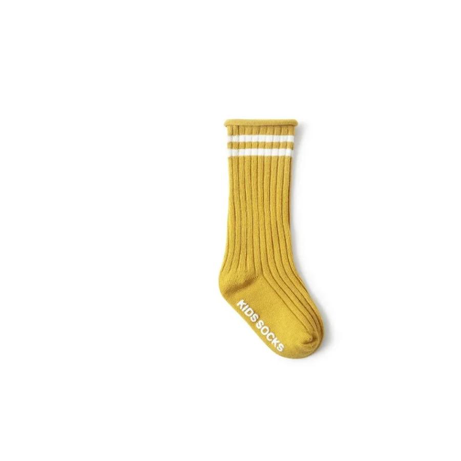 0-4 Y Children's Fun Retro Autumn and Winter Girl Baby Socks, Parallel Stripes Boys' Trendy Sports Socks, Pure Color Non-slip