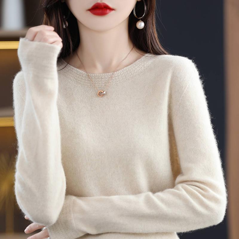 Kashmirtröja för kvinnor Qinghe kashmir 30% kashmir 70% ull Damtröja i höst och vinter i kashmir mjuk och varm