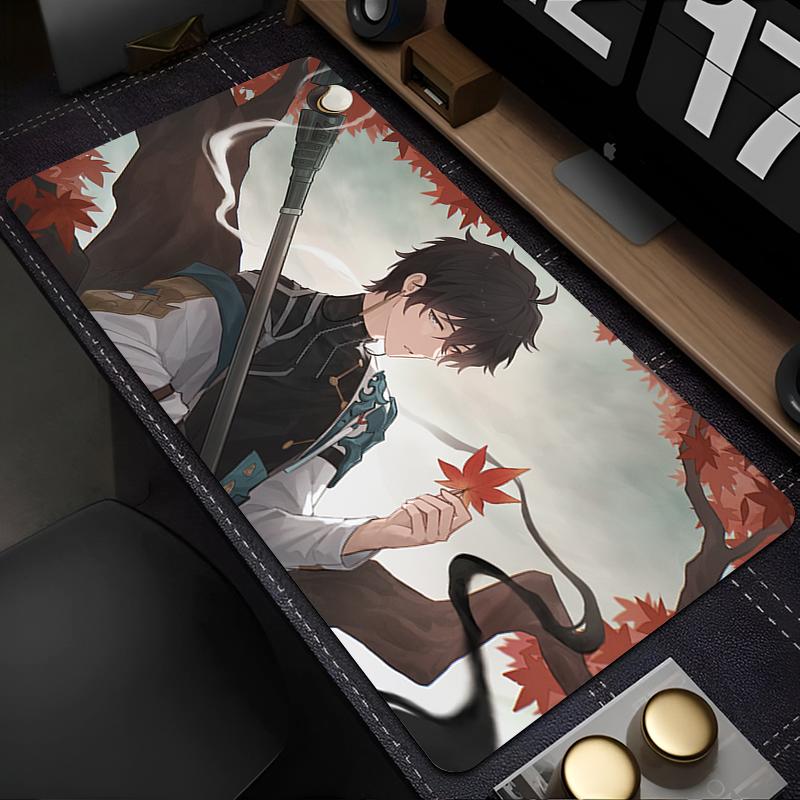 Large Gaming Mouse Pad Antislip Desk Mat Stitched Edges Stylish Aqua Fantasy Anime Print Smooth Surface for PC Laptop