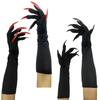 Fashionable Red Long Nail Ghost Claw Gloves Cool Halloween Costume Accessory Cosplay Party Props