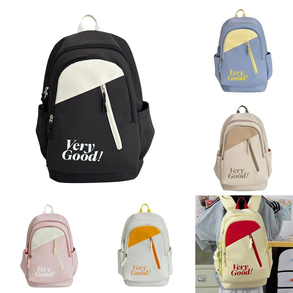 Nylon Student Backpack For College Girls With Letter Print Design And Cushion Straps For School Use