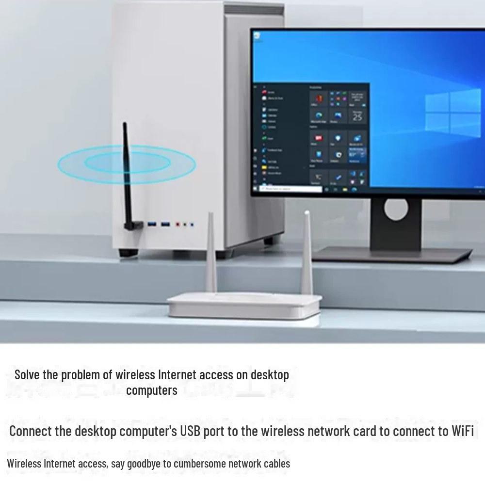 300M Wireless USB Network Adapter - Driver-Free WiFi Receiver/Transmitter with Antenna