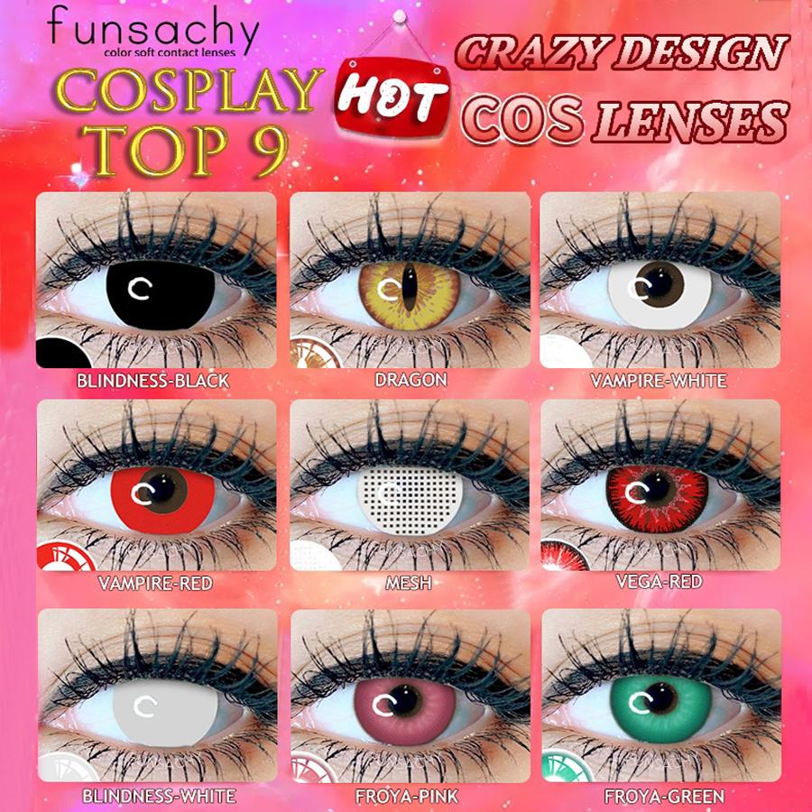 FUNSACHY 1 pár Bláznivé Cosplay Kontaktní čočky pro Oči Anime Hraní Rolí Kontaktní Čočka Kosmetická Barevná Vícebarevná Zornička