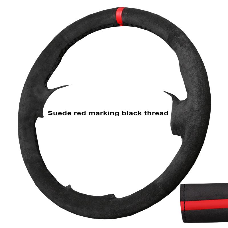 CIMF6 Custom Carbon Fiber Leather Car Steering Wheel Cover For Ford Focus 2 2005-2011 (3-Spoke) Anti-Slip Fix Worn OEM Wheel
