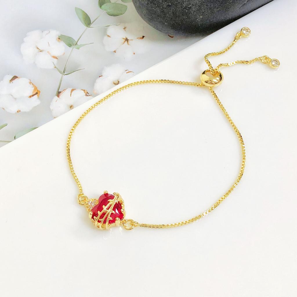 Delicate 4 Style Sacred Red Crystal Heart Charm Bracelets For Women Adjustable Shiny CZ Party Jewelry Female Religion Gift