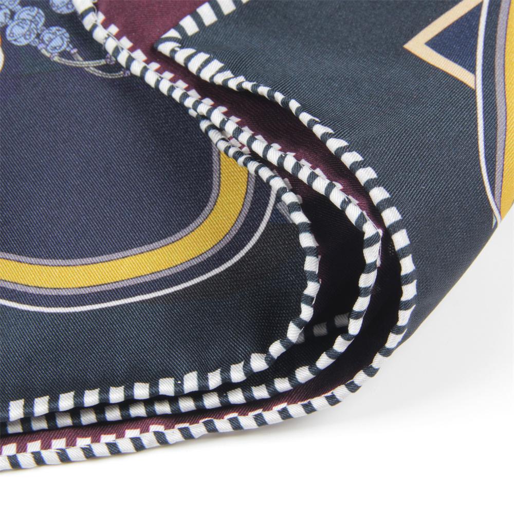 POBING Curled Twill Silk Scarf Women Saddle Bouquet Double Side Printed Square Scarves Wraps Echarpes Foulards Femme Hijabs 70CM