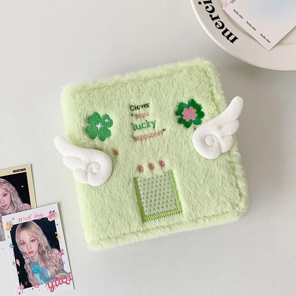 Korean Plush Angel Wings Loose Leaf Card Album INS Style Cute Girls Idol Photo Storage Kpop Photocard Album