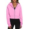 Women's Hooded Long Sleeve Full Zip Cropped Jacket Slim Fit Solid Color Casual Autumn Sweatshirt