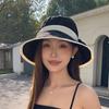 Summer face covering sun protection hat children two-color bow big brim bucket hat premium outdoor sun hat