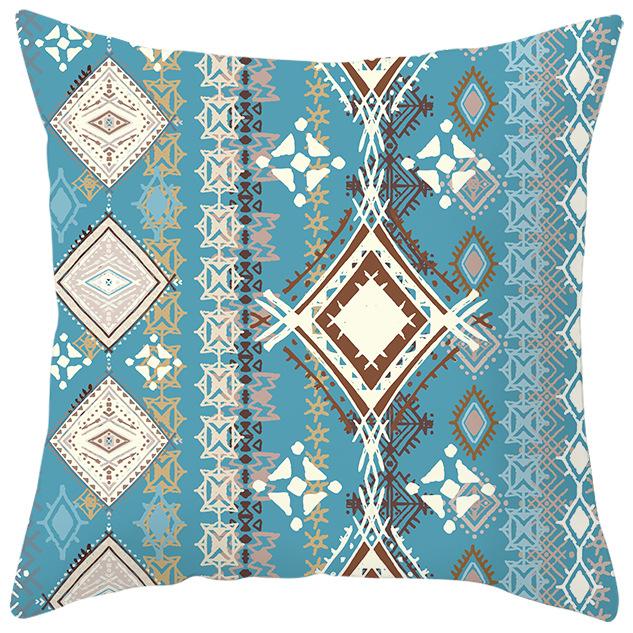 New Ethnic Style Pillow Cover Bohemian Color Geometric Pattern Peach Leather Velvet Retro Pillow Cushion Cover