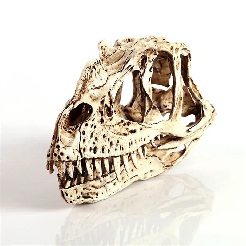 Resin Dinosaur Skull Skeleton Head Figurine Sculpture Ceratosaurus Craft Statues for Decoration Halloween Home Decoration Gift