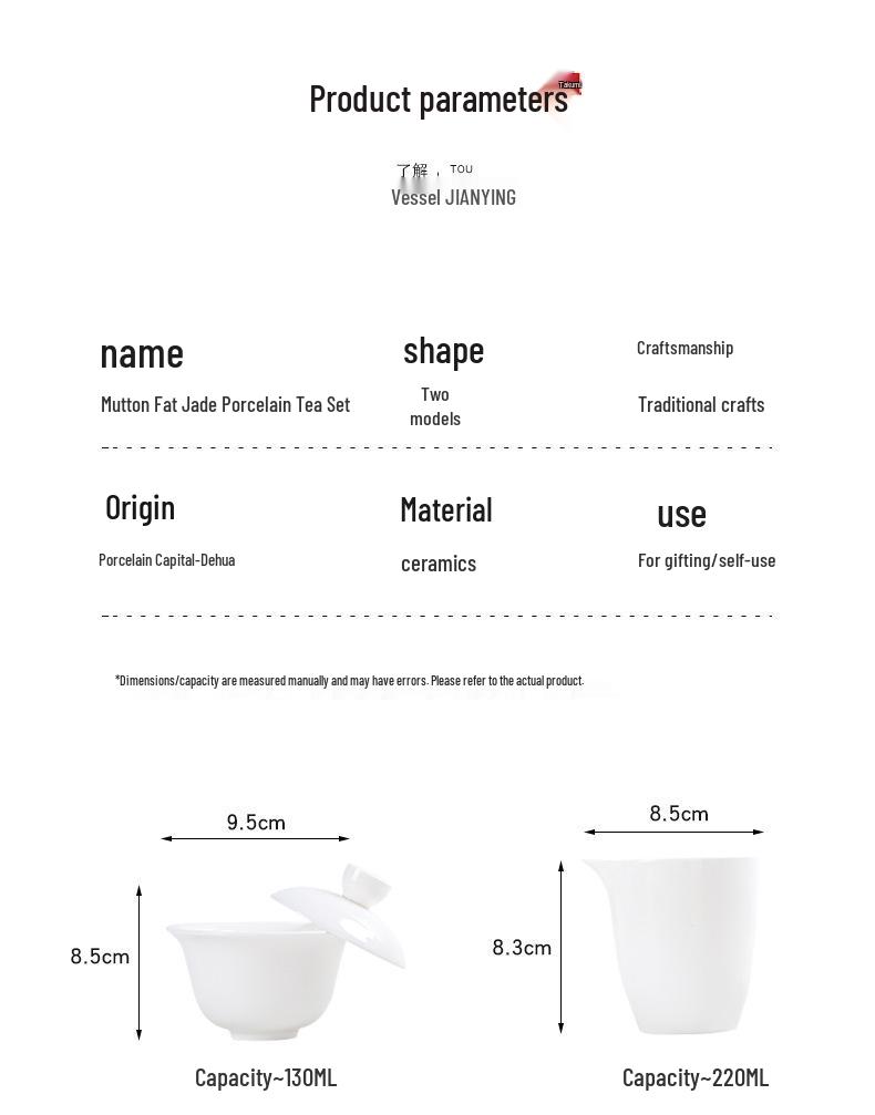 Jade White Porcelain Gongfu Tea Set: Elegant Gift for Anniversaries and Business Events