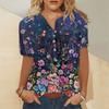 Floral Tops For Women, Women's Button Down Fashion Casual Short Sleeve Shirts Blouse