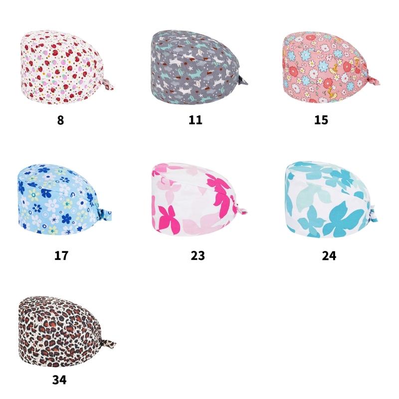 Comfortable Breathable Cotton Print Surgical Cap Adjustable Elastic Skull Cap for Medicinal Professionals