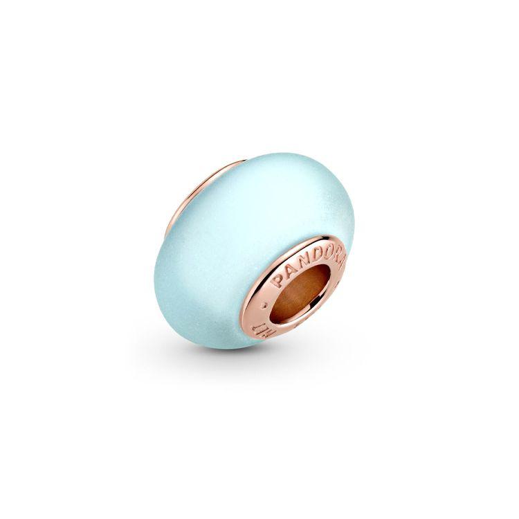 Pandora Murano Glass Charm Rose Gold Matte Blue Women Charm 789420C00