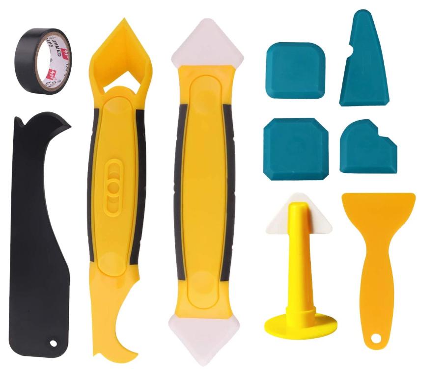Silicone Caulking Tool Kit, Grout Sealant Remover Tool Set with Plastic Scraper/Caulk Remover/Nozzle, Silicone Sealant