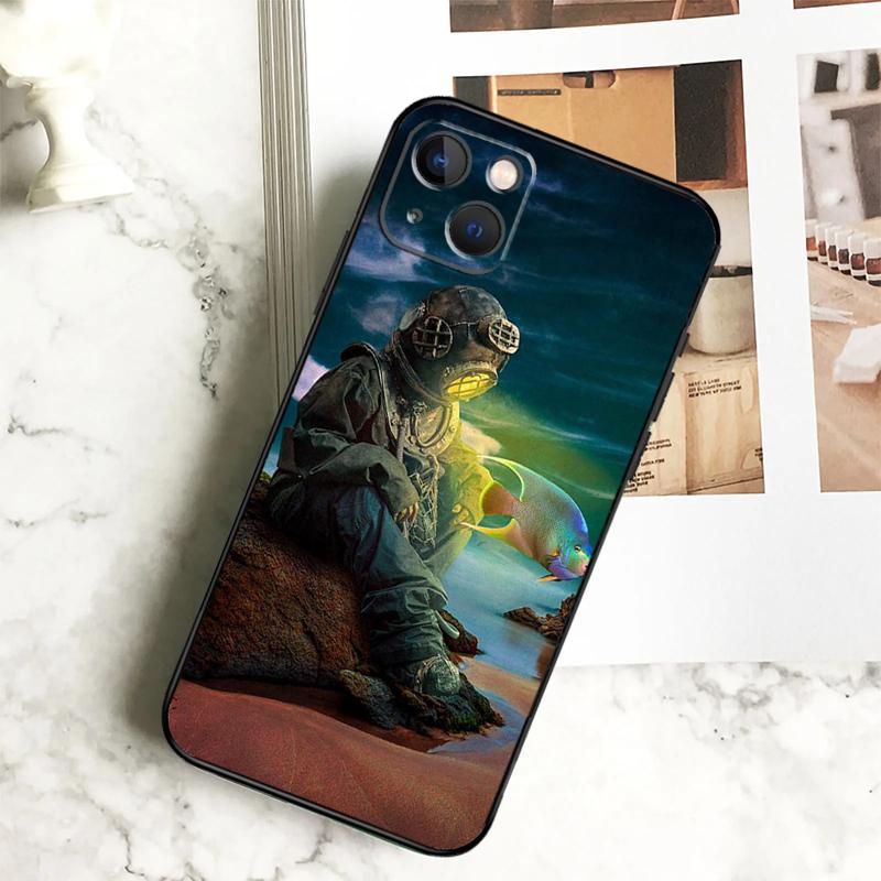 

Scuba Diver Mask Diving Phone Case For iPhone 17 16 15 14 12 11 13 Pro Max Plus 12 13 Mini 16e 17 Air Cover Coque iPhone 17 Pro