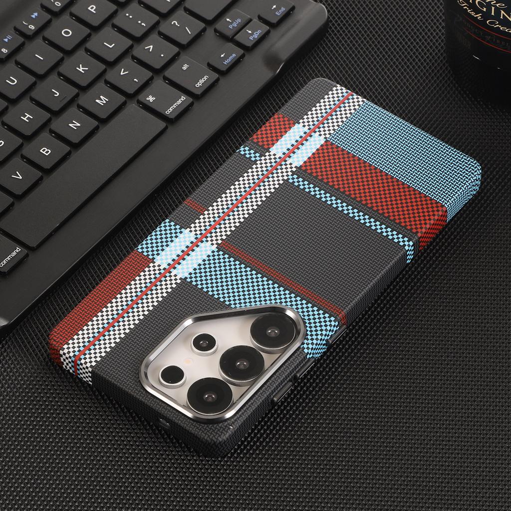 Business Slim Kevlar Carbon Fiber Pattern Case For Samsung Galaxy S26 Ultra S25 S24 S23 S22 Plus For Magsafe Skin-friendly Cover