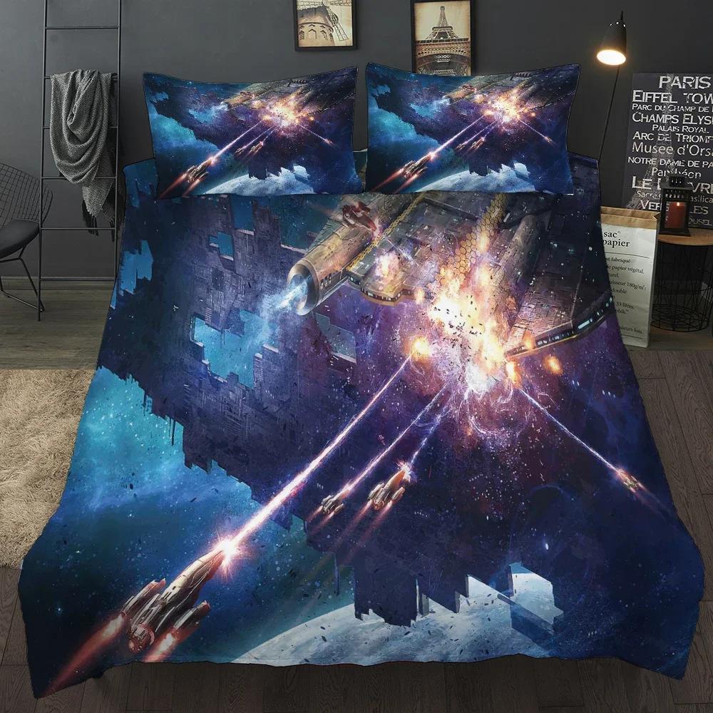 Outer Space Themed Bedding Astronaut Twin Comforter Cover For Kids Boys Rocket Ship Planets Stars Duvet Cover Space Adventure 3D