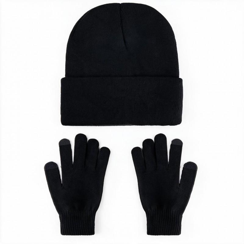Unisex Winter Knit Beanie Hat Gloves Set Warm Acrylic Cap Outdoor Cold Weather Casual Wear