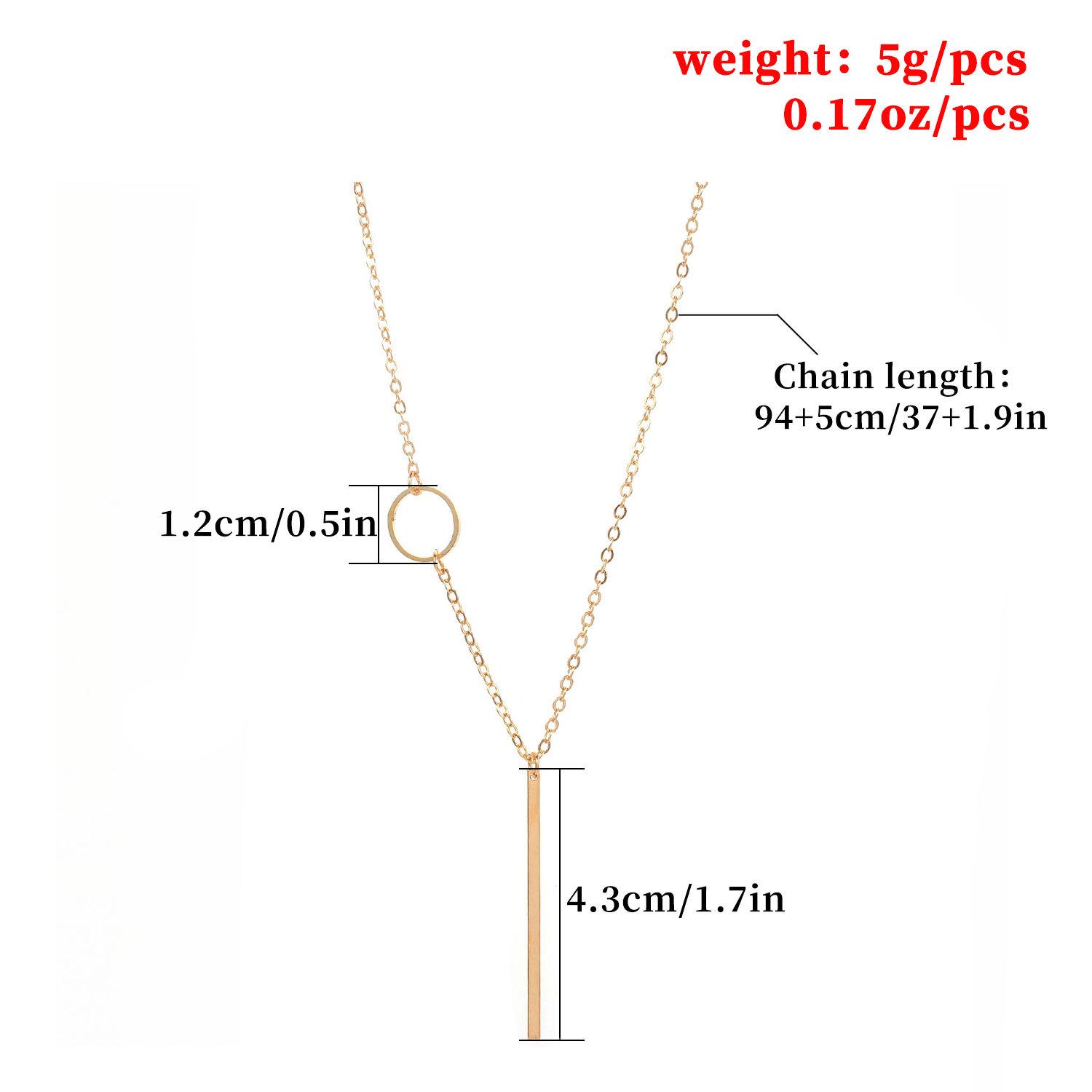 European and American new jewelry, simple and fashionable double necklace, metal circle long pendant necklace золотой
