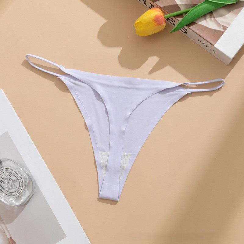 Seamless Ice Silk T-back Panties: Sexy, Thin Strap, Plus Size Women's Underwear