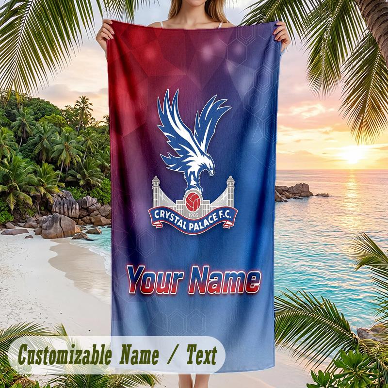Beach Towel Crystal Palace Print Custom Name Text Soft Towel for Swimming Pool