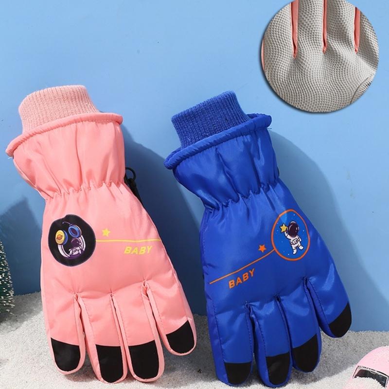 Winter Children Waterproof Windproof Gloves Cartoon Snow Sports Skiing Snowboard Cold Weather Road Cycling Necessaries