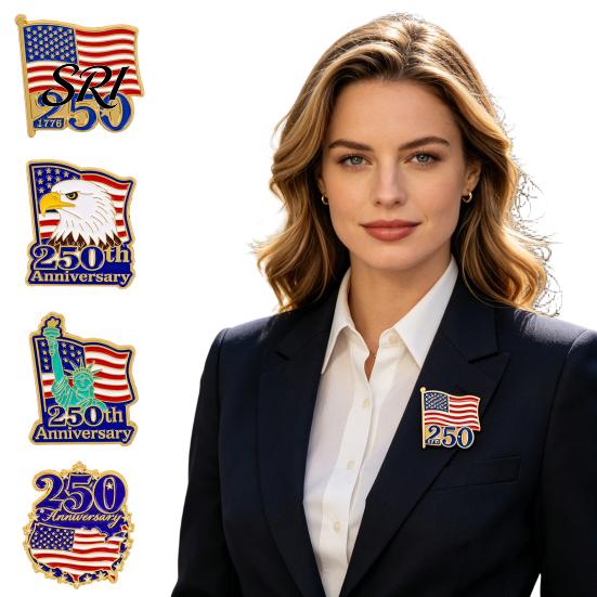 Fashion Brooch Liberty 250th Anniversary Commemorative Pin, American Flag Patriotic Lapel Brooch Artistic Accessory Metal 250 Years Semiquincentennial