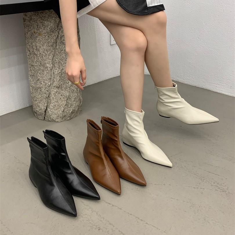 2025 autumn and winter new fashionable versatile rear zipper retro suede Korean small ankle boots thin boots square head slope