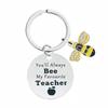 Stainless Steel Keychain with Engraved Bee Pendant - Perfect Teacher's Day or Graduation Thank You Gift