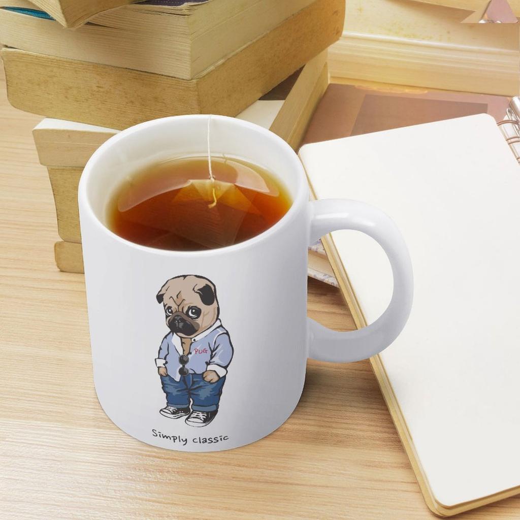 1 Stück 11oz Weiße Keramiktasse Doppelseitig bedruckte Dekoration Langlebige Kaffeetasse für Zuhause Büro Praktisches Geschenk