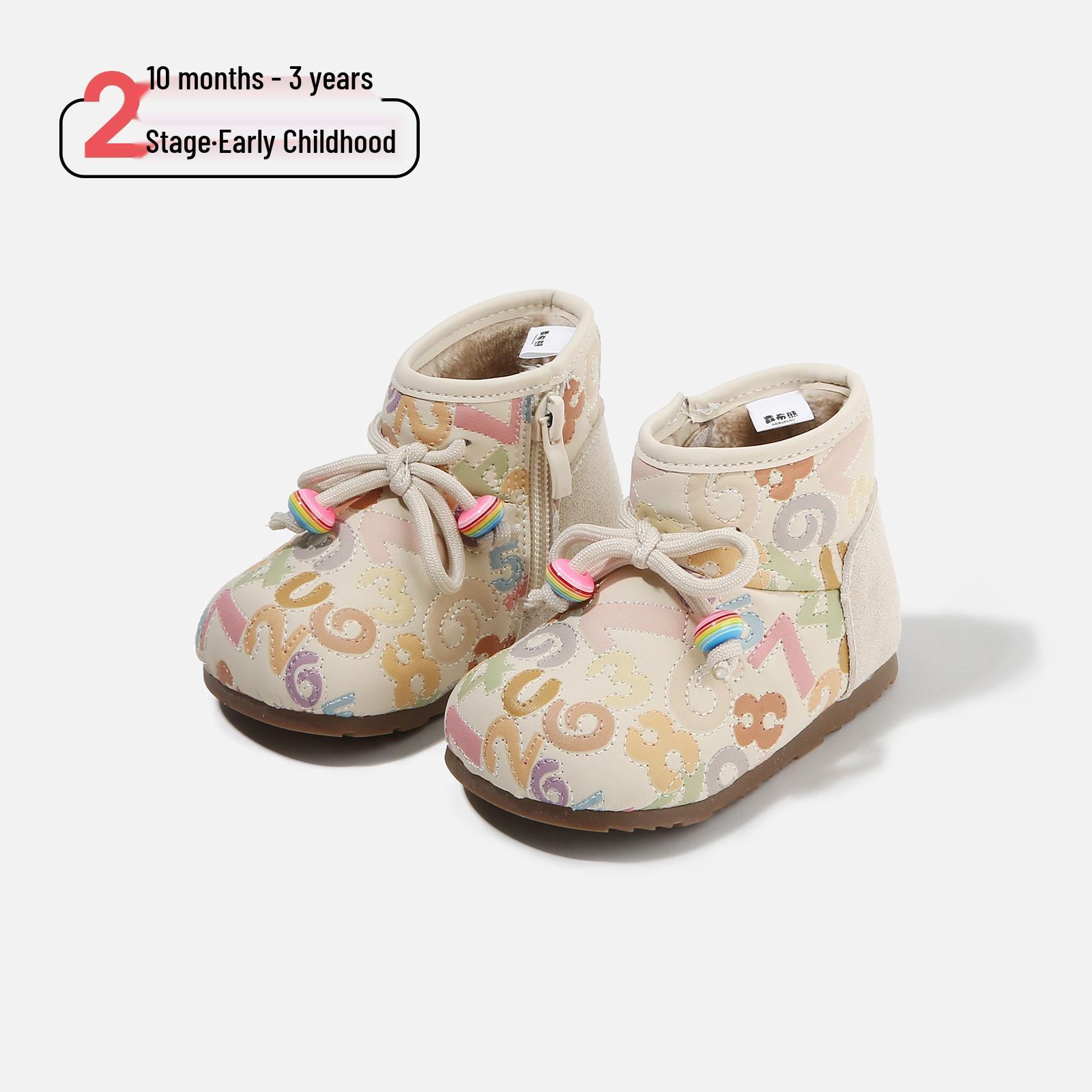 

Girls Winter Snow Boots: Soft Sole, Non-slip, Plus Velvet Toddler Shoes Factory Order: 16-20 (120 pairs) бежевий