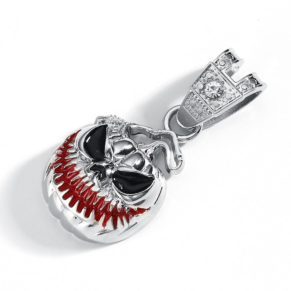 Halloween Skull Alloy Drip Oil Pendant Personality Exaggerated Men'S Necklace