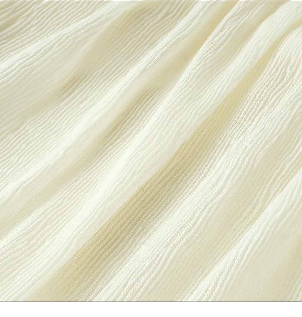 White Mesh Midi Skirt for Women - Elegant High Waist Drape Gentle Style