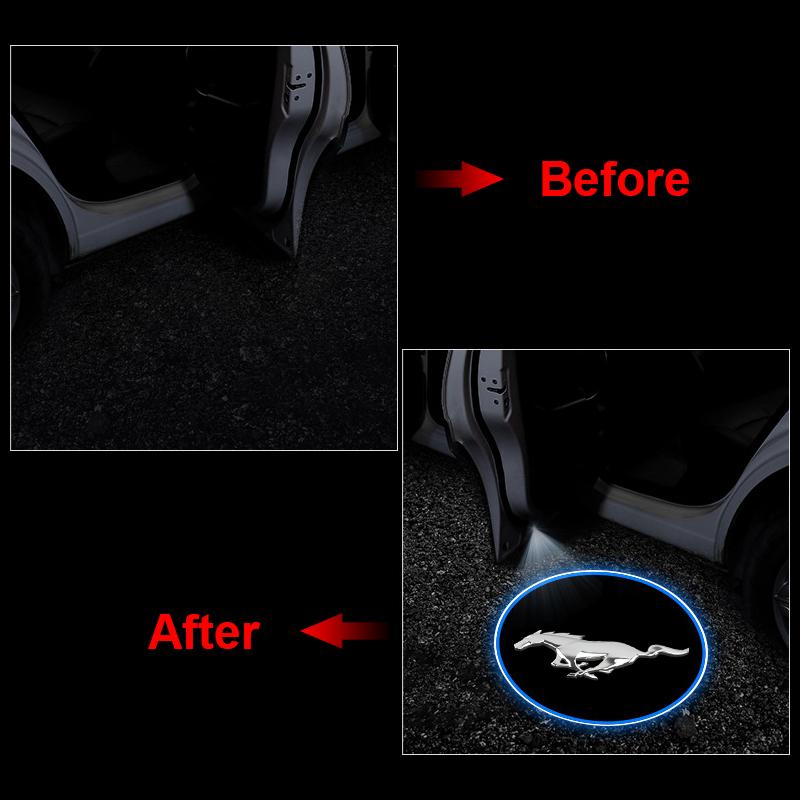 LED Car Door Welcome Lights Laser Projector Wireless Car HD Courtesy Lamp For Ford Mustang line Fiesta Escape Kuga Ecosport Ranger EXplorer stickers