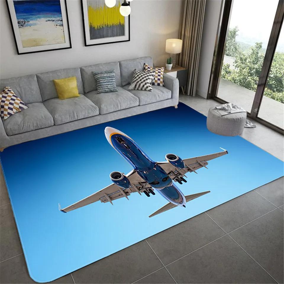 Fashion Airplane 3D Carpet Home Decor Living Room Hallway Entrance Doormat Boy's Bedroom Rug Non-Slip Bathroom Kitchen Floor Mat