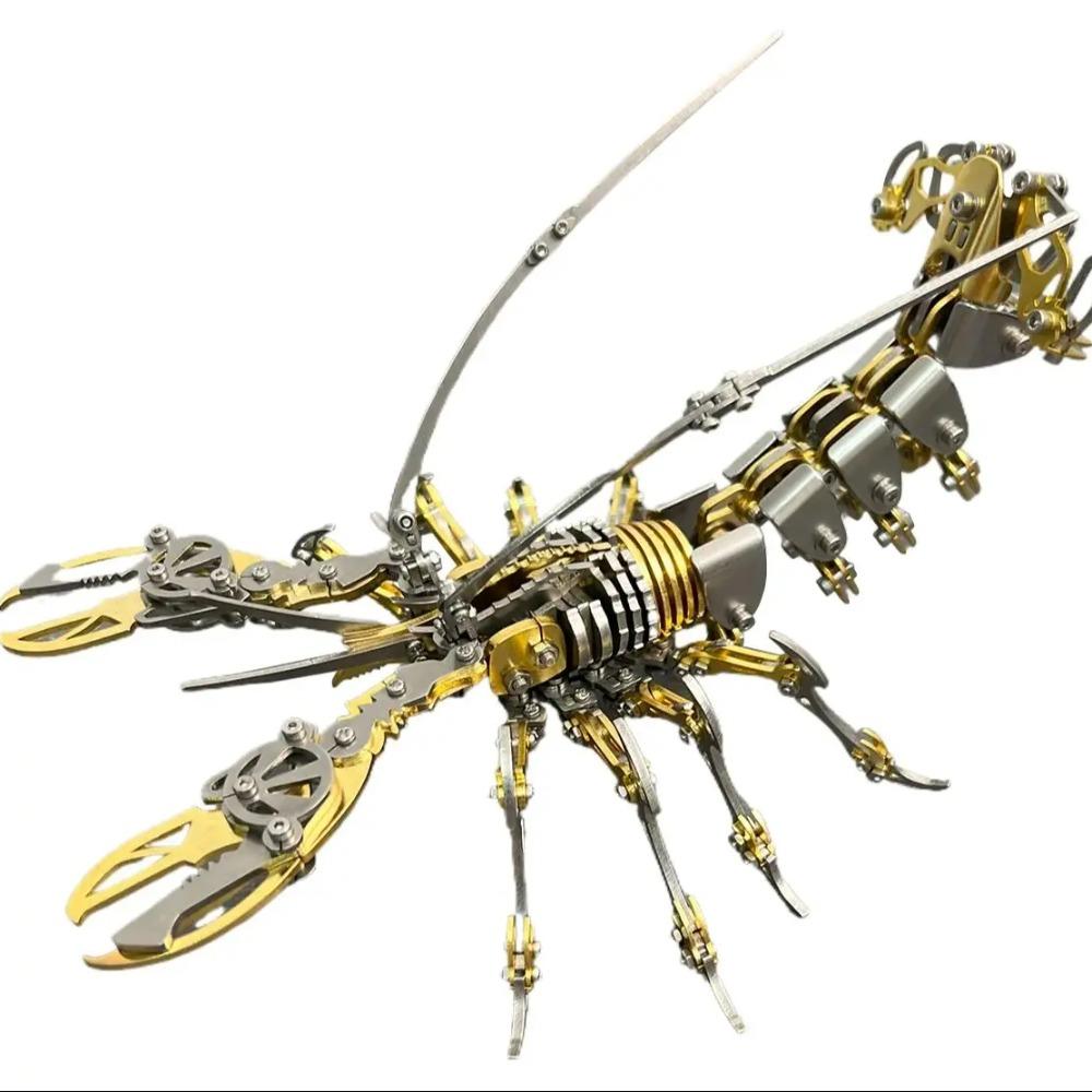 DIY Mechanical Assembly 3D Metal Lobster Stainless Steel Puzzle Decompression Model Kit Personalized Gift Toy