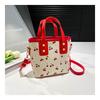 Fresh Cherry Print Fashionable Large Capacity Cute Commuter Shoulder Handbag Small Square Bag for Women
