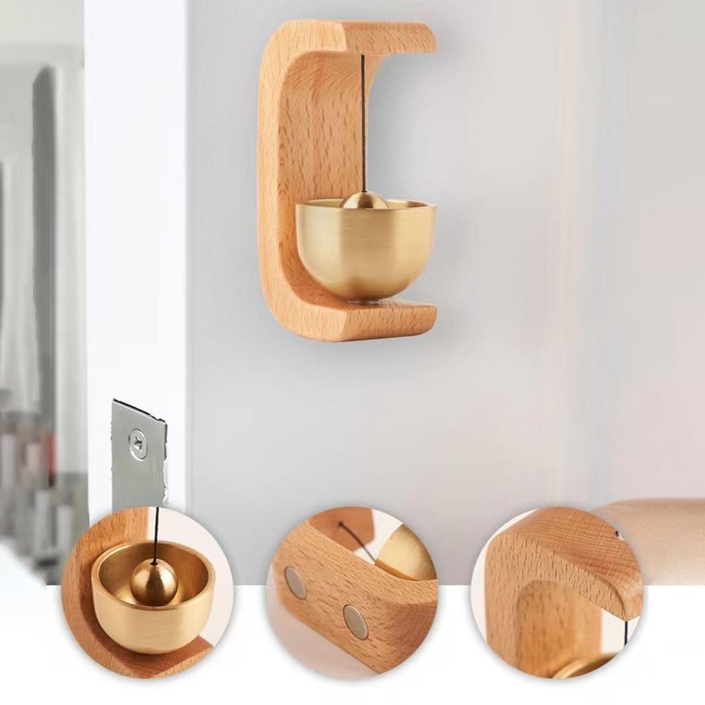 Door Opening Chime Magnetic Attached Doorbell Door Opening Chime Front Door Ornaments Hangings Decoration Wooden Brass Magnetic