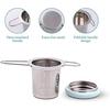 Infusore per Tè in Acciaio Inossidabile con Manico Pieghevole-Filtro per Tè a Maglia Super Fine con Coperchio per Tè Sfuso (Azzurro)