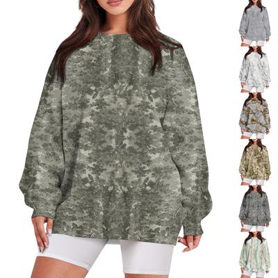 Women's Casual Fashion Vintage Printed Long Sleeve O-Neck Sweatshirt Layer Pullover Top