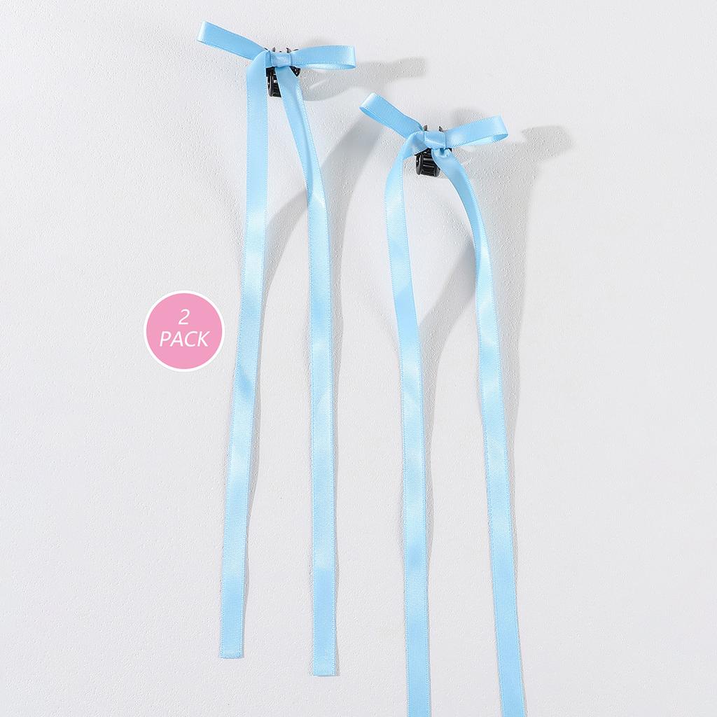 2Pcs Y2K Long Bow Hair Clip Women Girls Ribbon Bow Shark Clip Cute Korean Long Tassel Ribbon Hairpin Girls Hair Accessories